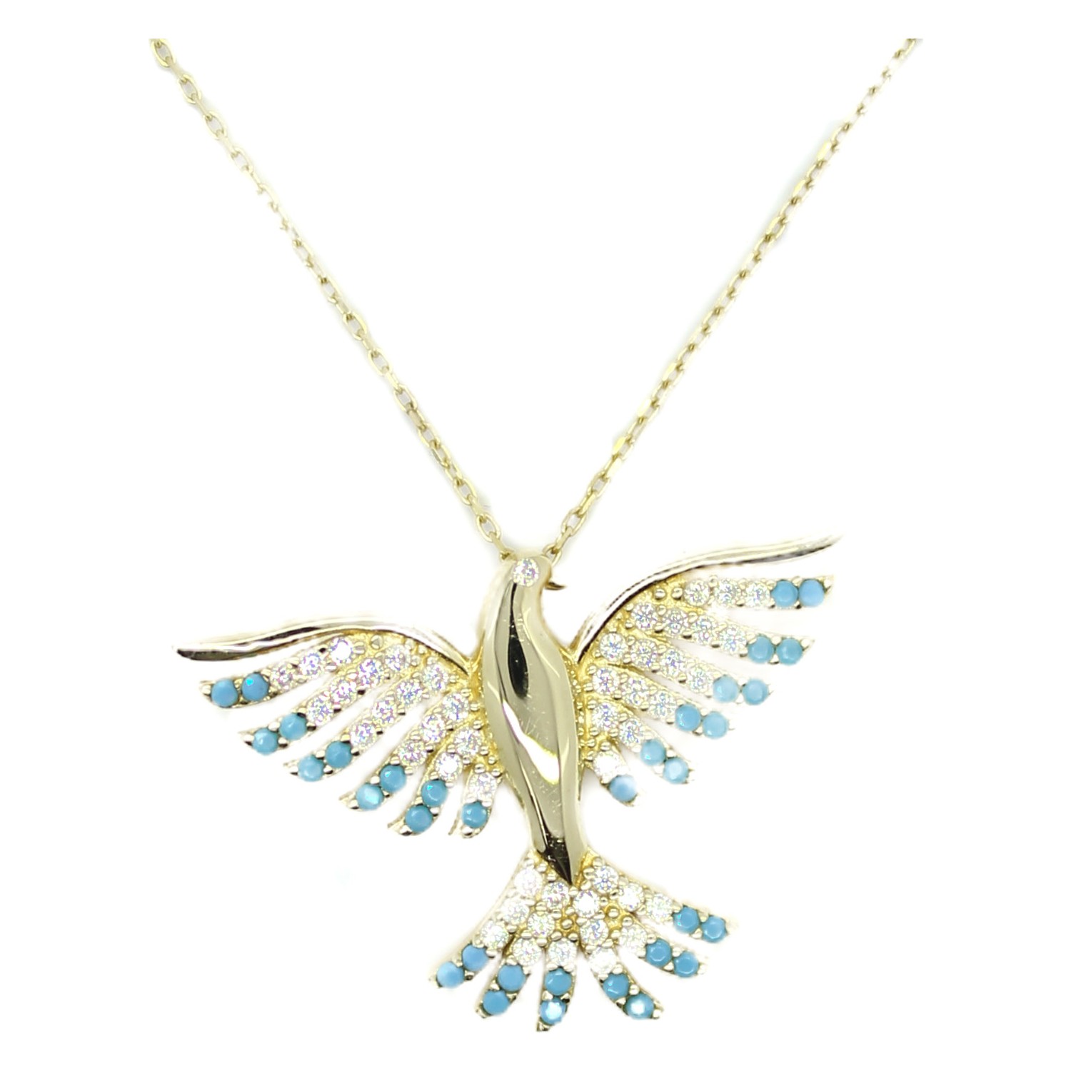 Cigold 14 Ayar Altın Taşlı Anka Kuşu Kolye Fiyatı