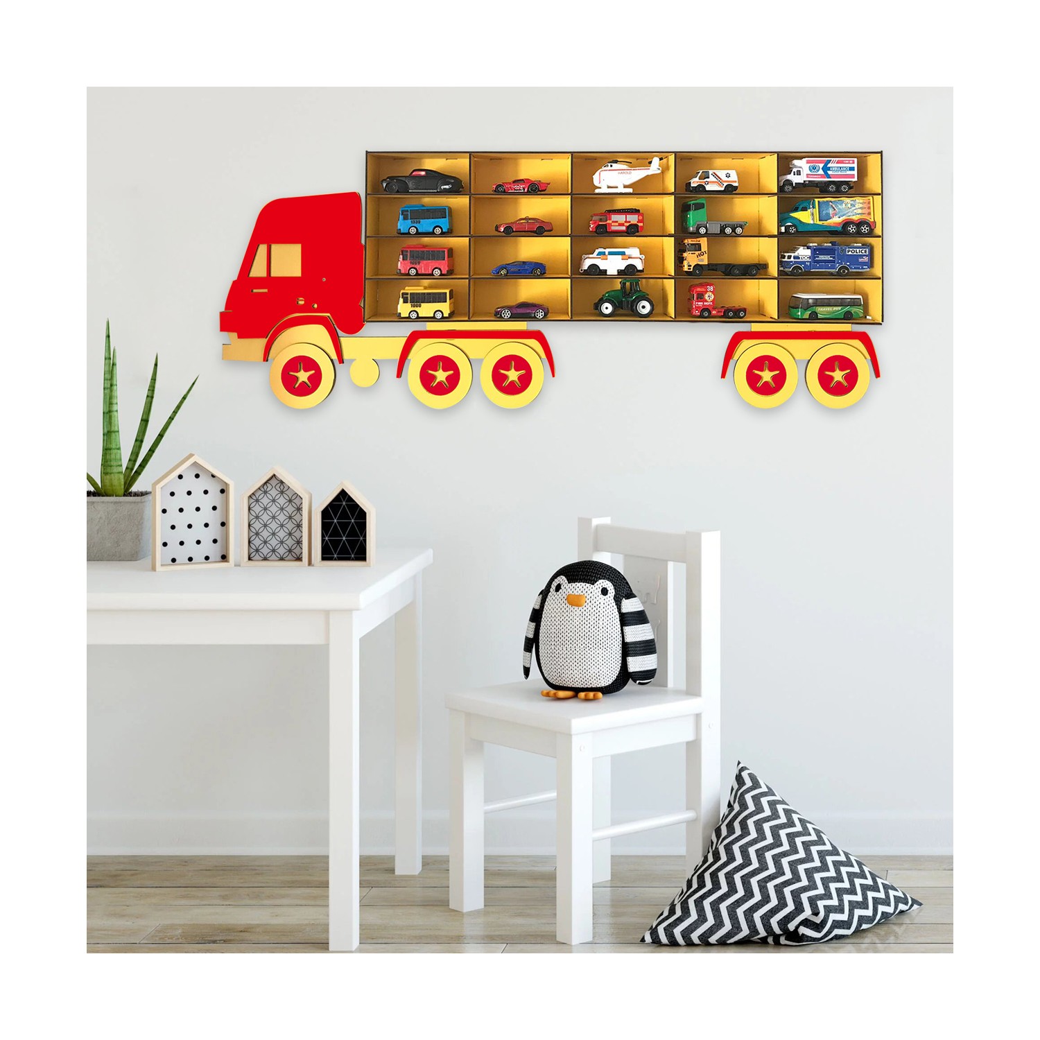 Bege Ahşap Dekoratif ÇocukBebek Odası Oyuncak Kamyon