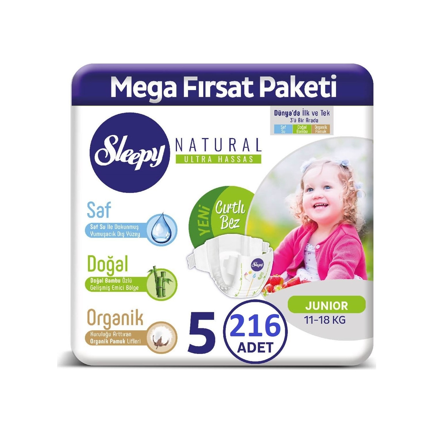 Sleepy Natural Bebek Bezi 2 Aylık Fırsat Paketi 5 Numara Fiyatı