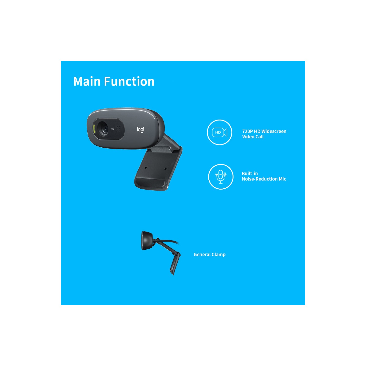 Logitech C270I HD 720 P 30FPS 5MP Web Kamera Geniş (Yurt Fiyatı