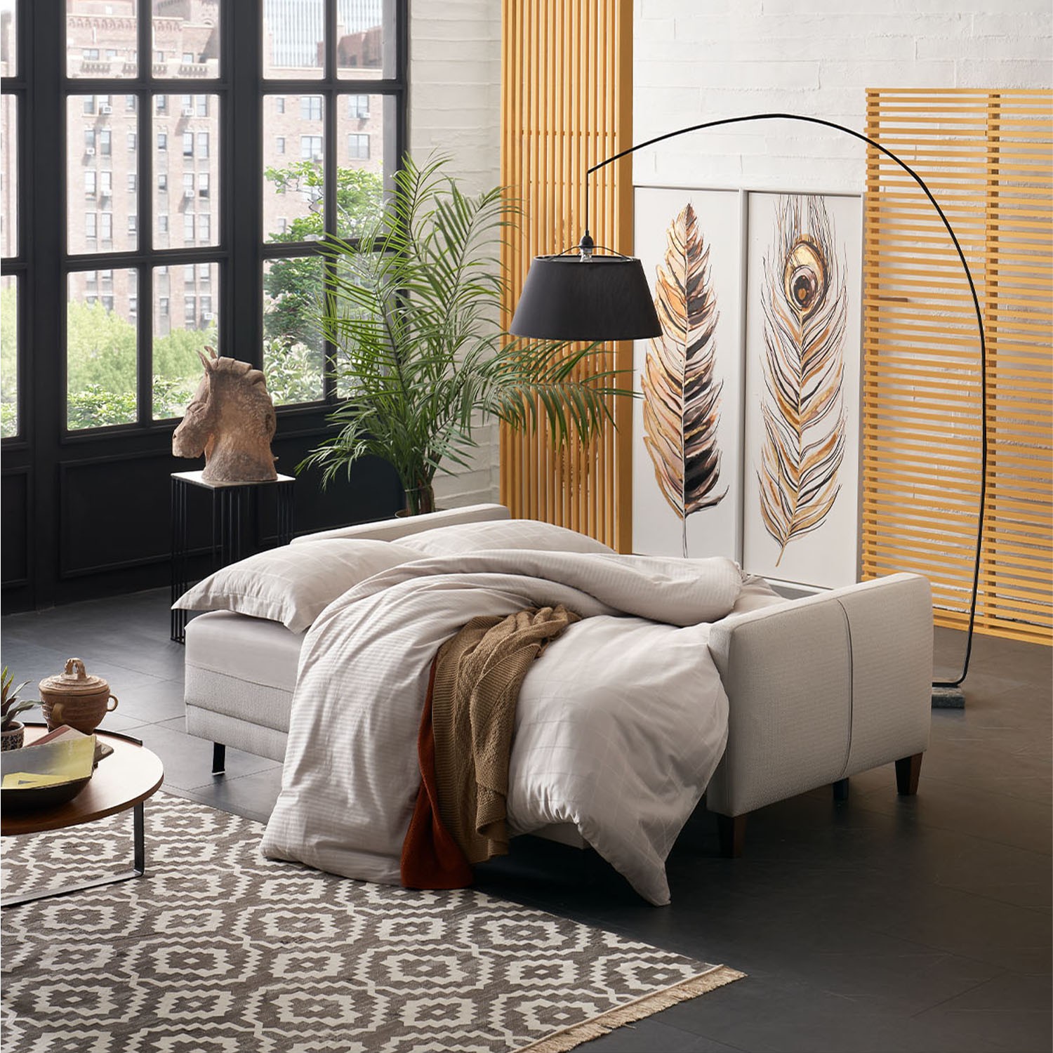 Enza Home SMART 2.5�lu Yataklı Koltuk Açık GriKeten Kumaş Fiyatı