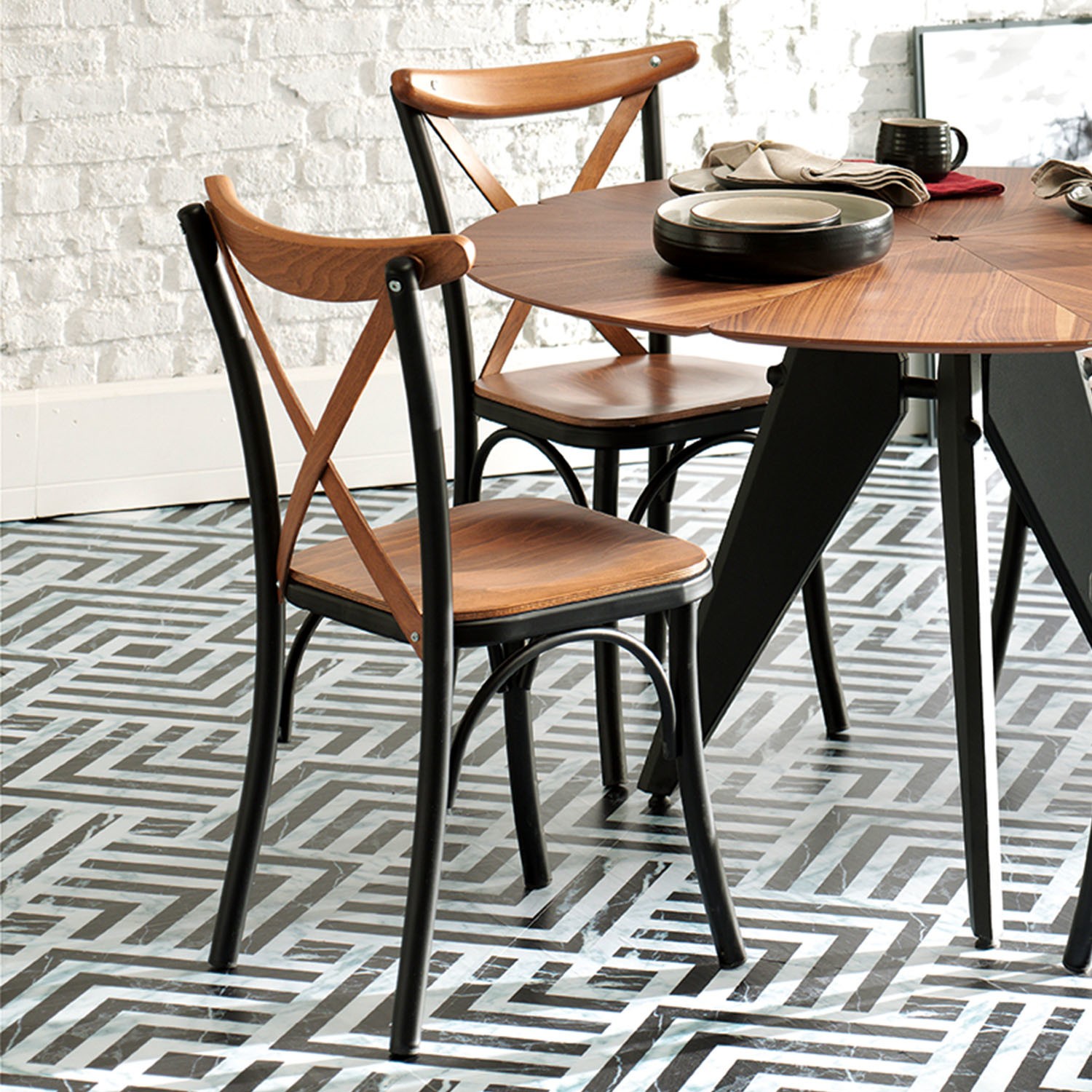 Enza Home VENY Sandalye Siyah Ceviz Rengi Fiyatı