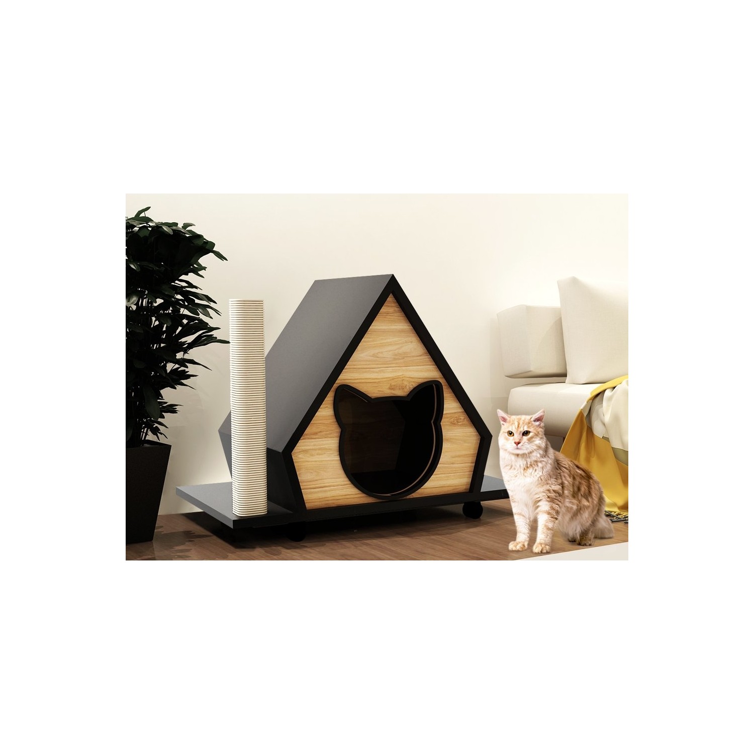 Odun Concept Tırmalama Halatlı Kedi Evi Modello Ahşap Fiyatı