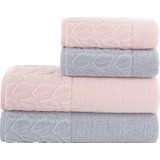 Nurpak Hazal 4'lü Banyo Havlu Takımı 90 x 150 cm - 50 x 90 cm Gri - Pudra