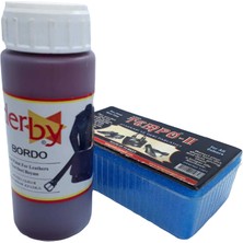 Derby Bordo Deri Mont Oto Direksiyon Döşeme  Boyası Parlatıcı Sünger Ve Boya Süngeri Hediyeli