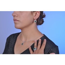 Midyat Nurtaş Gümüş Yakut Taşlı Oksitli Telkari Kadın Gümüş Üçlü Set