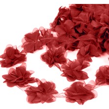 Kına Malzemecim Lazer Kesim Organze Kumaş Gül Süsleme Malzemesi Bordo 9 m 120'li