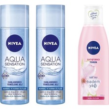 Nivea Aqua Sensatıon Yüz Temizleme Jeli 200 ml  2 Adet + Yatıştırıcı Yüz Tonik 200 ml