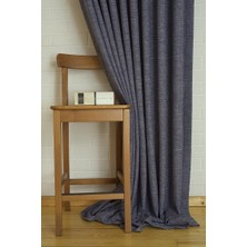 Massarelli Fon Perde Keten Lacivert 1-2 Seyrek Pile 60 x 260 cm