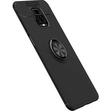 Case 4U Xiaomi Redmi Note 9S / Note 9 Pro Kılıf Autofocus Shockprof Ravel Yüzüklü Standlı Slikon Kapak + Cam Ekran Koruyucu Lacivert