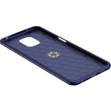 Case 4U Xiaomi Redmi Note 9S / Note 9 Pro Kılıf Autofocus Shockprof Ravel Yüzüklü Standlı Slikon Kapak + Cam Ekran Koruyucu Lacivert