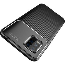 Case 4U Xiaomi Mi 10 Lite Kılıf Rugged Armor Karbon Desenli Lüx Negro Silikon Arka Kapak + Cam Ekran Koruyucu Kahverengi