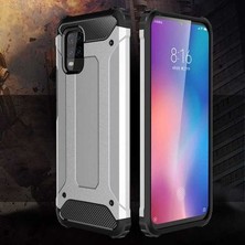 Case 4U Xiaomi Mi 10 Lite Kılıf Military Armor Çift Katmanlı Crash Silikon Kılıf + Cam Ekran Koruyucu Kırmızı