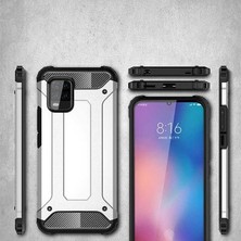 Case 4U Xiaomi Mi 10 Lite Kılıf Military Armor Çift Katmanlı Crash Silikon Kılıf + Cam Ekran Koruyucu Kırmızı