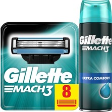 Gillette Mach3 Tıraş Bıçağı Paketi (8'li Bıçak + Jel) 