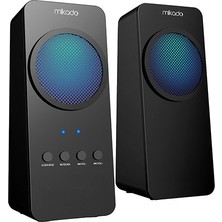 Mikado MD-318BT 2+1 25W Siyah USB+FM+Bluetooth Destekli LED Işıklı Speaker