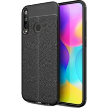 Case Street Huawei P40 Lite E Kılıf Niss Silikon Deri Görünümlü Siyah