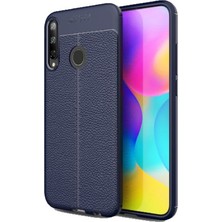 Case Street Huawei P40 Lite E Kılıf Niss Silikon Deri Görünümlü Lacivert