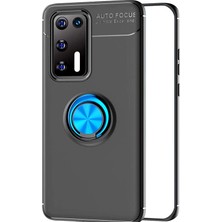 Case Street Huawei P40 Kılıf Ravel Silikon Yüzüklü Mıknatıslı Mavi