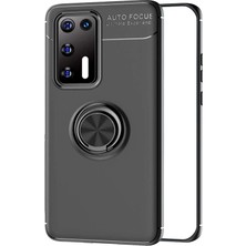 Case Street Huawei P40 Kılıf Ravel Silikon Yüzüklü Mıknatıslı Siyah