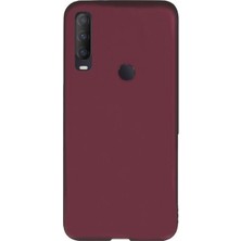 Case Street Alcatel 1s 2020 Kılıf Premier Silikon Esnek Koruma + Nano Glass Mürdüm