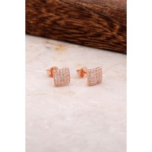 Sümer Telkari Kare Rose Gümüş Küpe 4802