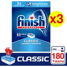 Finish Bulaşık Makinesi Deterjanı Klasik Tablet  60 x 3 Toplam 180 Adet