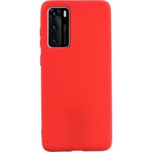 Gpack Huawei P40 Kılıf Premier Silikon Esnek Koruma + Full Ekran Koruyucu Kırmızı