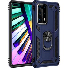 Gpack Huawei P40 Pro Kılıf Tank Koruma Vega Standlı Yüzüklü Mıknatıslı Lacivert