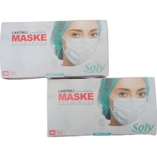 Soly Care Tek Kullanımlık Üç Katlı Cerrahi Maske Telli 50 Adet 2'li