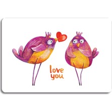 Decovetro Love You Bird Görünümlü Cam Kesim Tablası 20 x 30 cm