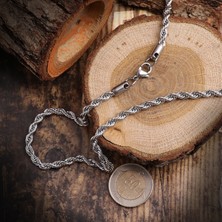 Axexuar Erkek Gümüş Renk Burgu  Model Çelik Parlak  Zincir Kolye