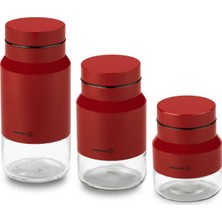 Korkmaz Stora Round 3lü Kırmızı Saklama Seti