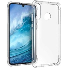 Case 4U Huawei P30 Lite Kılıf Darbe Emici Silikon Arka Kapak + Cam Ekran Koruyucu Şeffaf