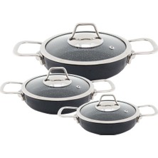 Zest Zgkos Gusto 6 Parça Cam Kapaklı Granit Omlet Set