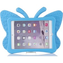 Fibaks Apple iPad Mini (2012) 7.9" Kılıf Kelebek Yumuşak Dokulu Standlı Silikon Kids Koyu Pembe