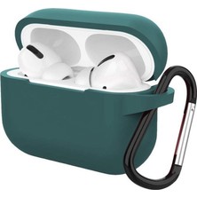 Rosstech Apple AirPods Pro Silikon Kılıf Çam Yeşili + Taşıma Demiri
