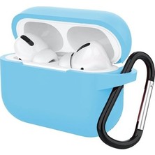 Rosstech Apple AirPods Pro Silikon Kılıf Mavi + Taşıma Demiri