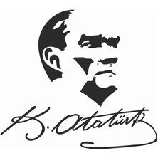 Sticker Atölyesi Atatürk Şeffaf Sticker - 11008 Beyaz Şeffaf 12 x 10.5 cm
