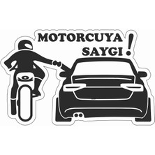 Sticker Atölyesi Motorcuya Saygı Sticker - 14190 Renkli 12 x 7.5 cm