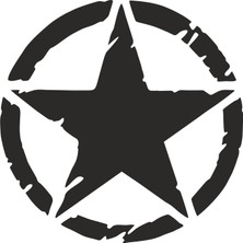 Sticker Atölyesi Siyah Eskitme Askeri Yıldız - 20516-6 Siyah 10 x 10 cm