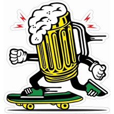 Sticker Atölyesi Skateboard - Kaykay - Beer - Bira Sticker - 20557 Renkli 6 x 5 cm