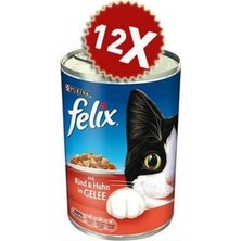 Purina Felix Sığır Etli Kedi Konserve 400 gr 12 Adet