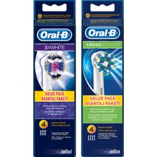 Oral-B  8'li Diş Fırçası Yedek Başlığı Fırsat Paketi  (3D White 4 Adet + Cross Action 4 Adet)