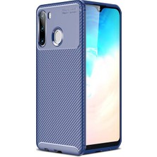 Tekno Grup Samsung Galaxy A11 Kılıf Karbon Desenli Lux Negro Silikon + Tam Kaplayan 5D Cam Ekran Koruyucu Lacivert