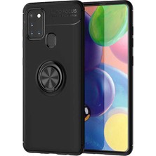 Tekno Grup Samsung Galaxy M31 Kılıf Ultra Korumalı Yüzüklü Manyetik Ravel Silikon + Tam Kaplayan 6D Nano Ekran Koruyucu Siyah