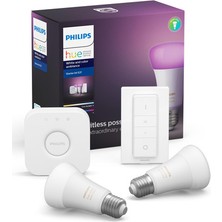 Philips Hue Renkli Akıllı Başlangıç Seti 2'li Kumandalı E27 Bluetooth Özellikli