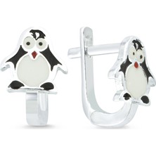 Altın Sepeti Gümüş Penguen Çocuk Küpe