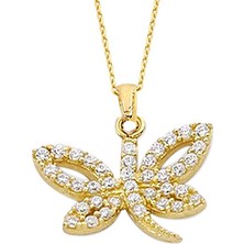 Altın Sepeti Altın Taşlı Kelebek Kolye