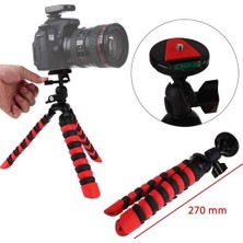 Daytona Akrobat Silikon Ayaklı Telefon Dslr Kamera 3 Ayaklı Ahtapot Tripod Siyah Kırmızı (2 ADET)